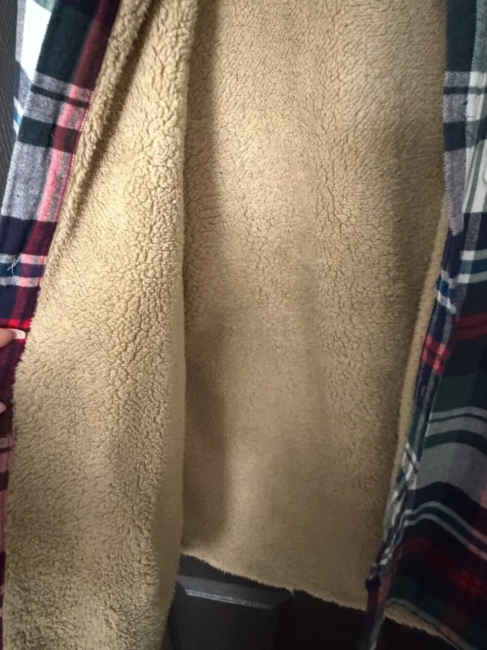 Original Vintage Mens Flannel Fleece Shacket Plaid Red Blue Medium